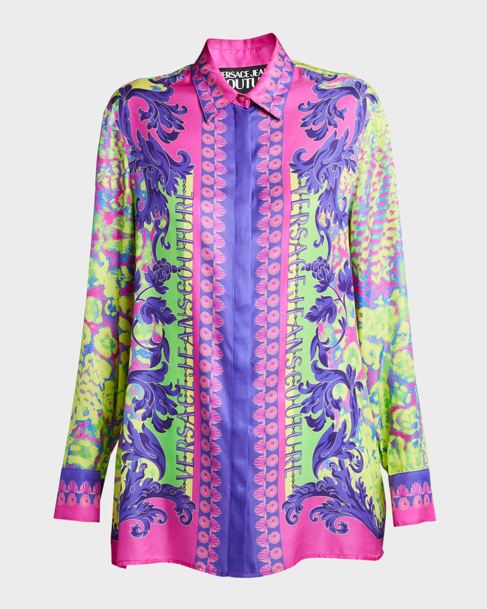 Abstract Print Button-Front Shirt